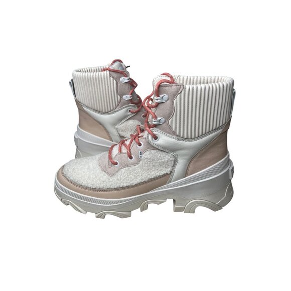 Sorel Brex Cozy Lace-Up Womens Boots Faux Fur Leather Beige Size 11 - Picture 9 of 15